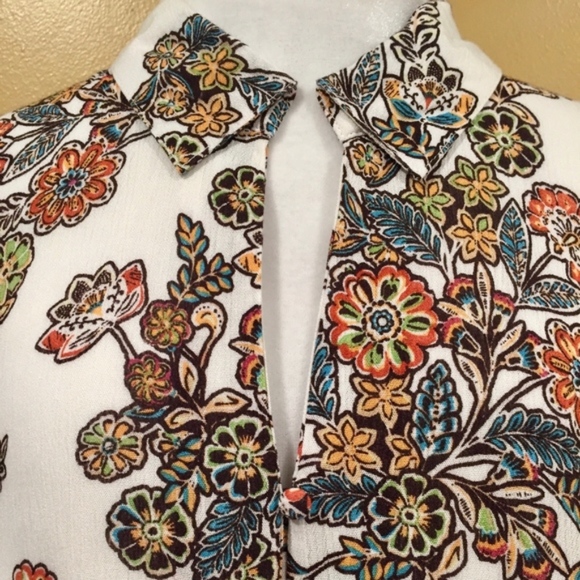 Blu Pepper Floral Long Sleeve Button Down Embroidered Lace Top Small - Picture 6 of 8